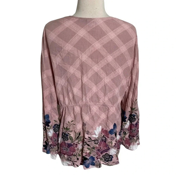 American Rag XS pink‎ boho drawstring waist kimono with bell sleeves - Picture 4 of 6